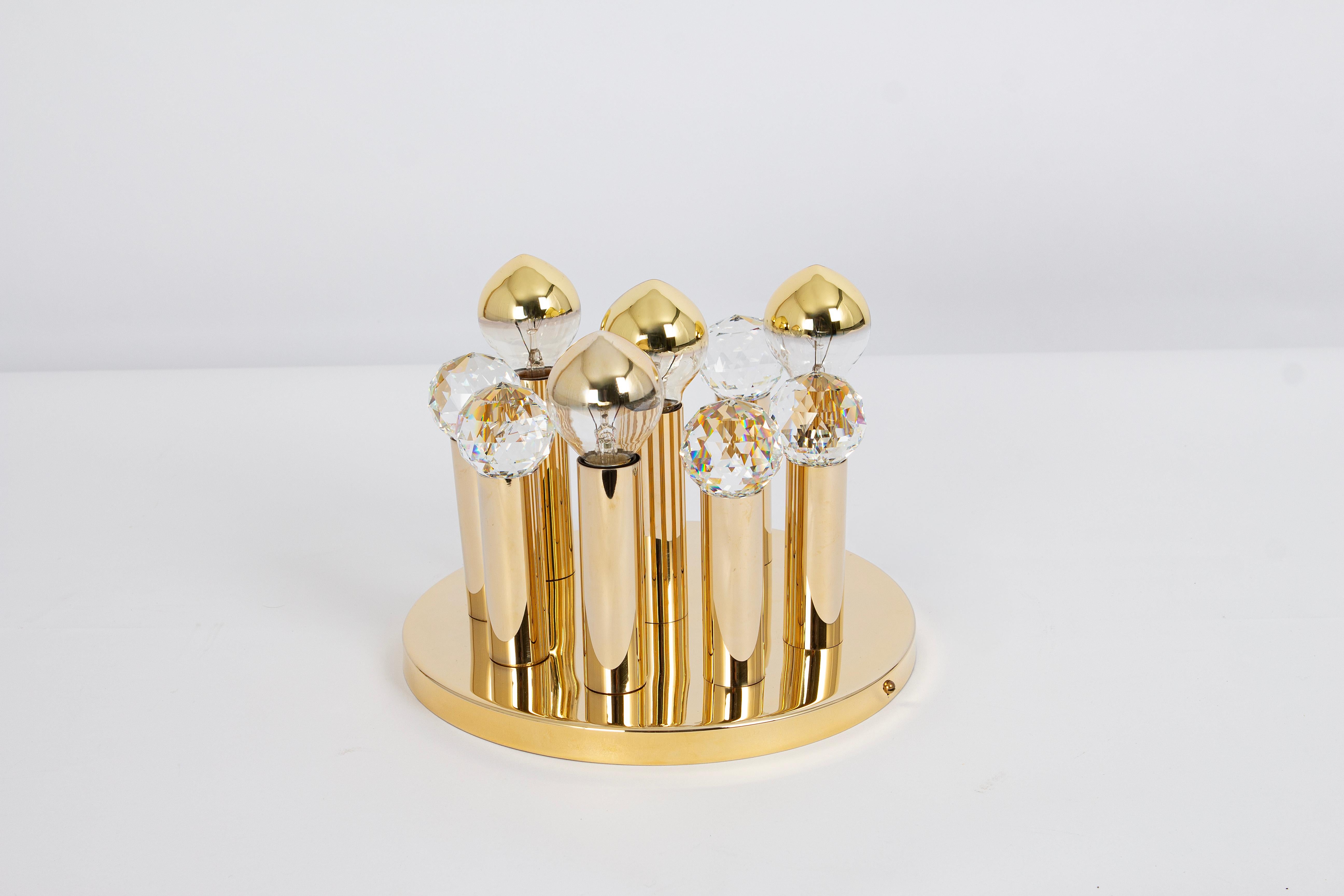 1 von 9 Kleinen Einbaubeleuchtung aus Swarovski-Kristall und vergoldetem Messing von Ernst Palme, 1970er Jahre im Angebot 4