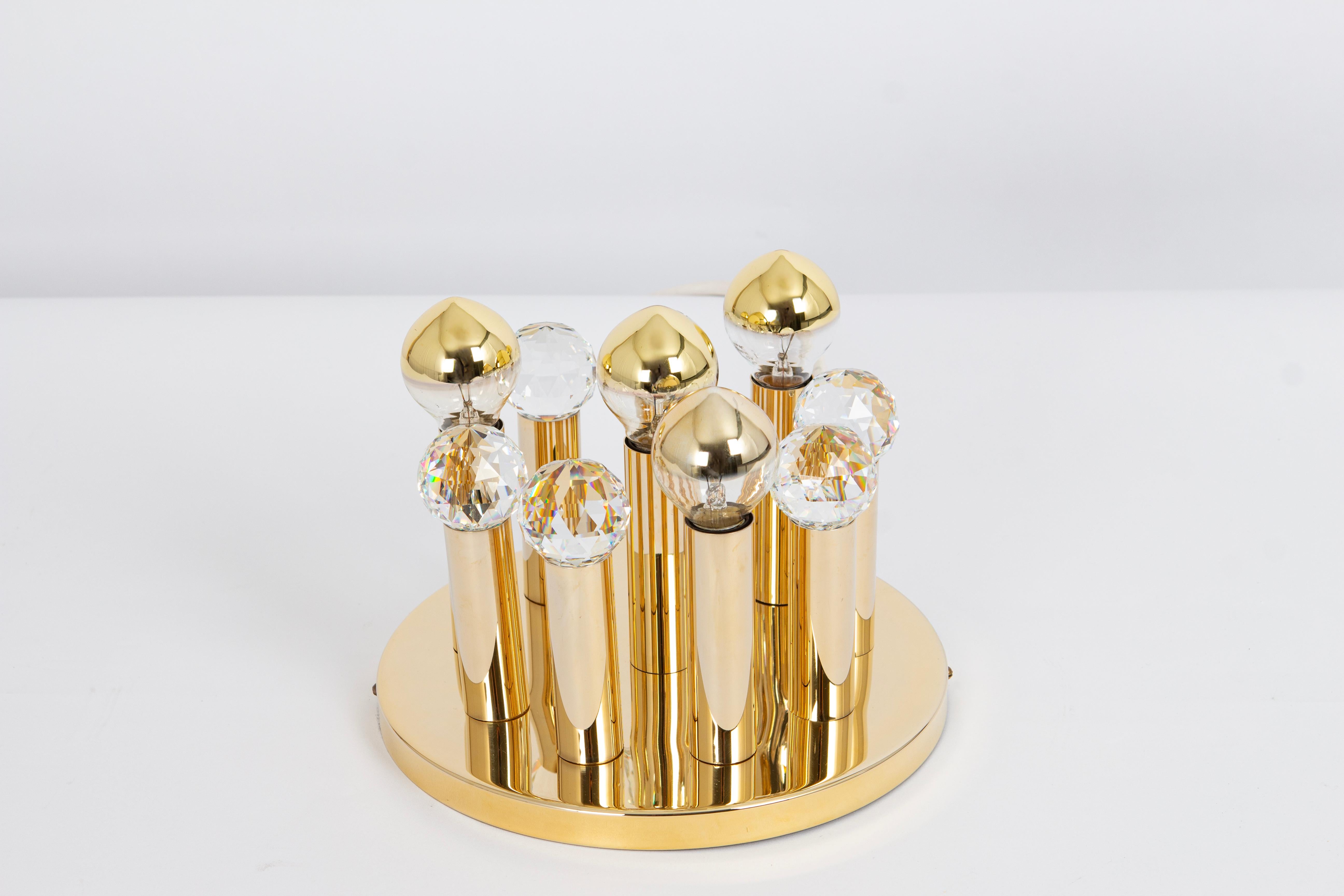 1 von 9 Kleinen Einbaubeleuchtung aus Swarovski-Kristall und vergoldetem Messing von Ernst Palme, 1970er Jahre im Zustand „Gut“ im Angebot in Aachen, NRW