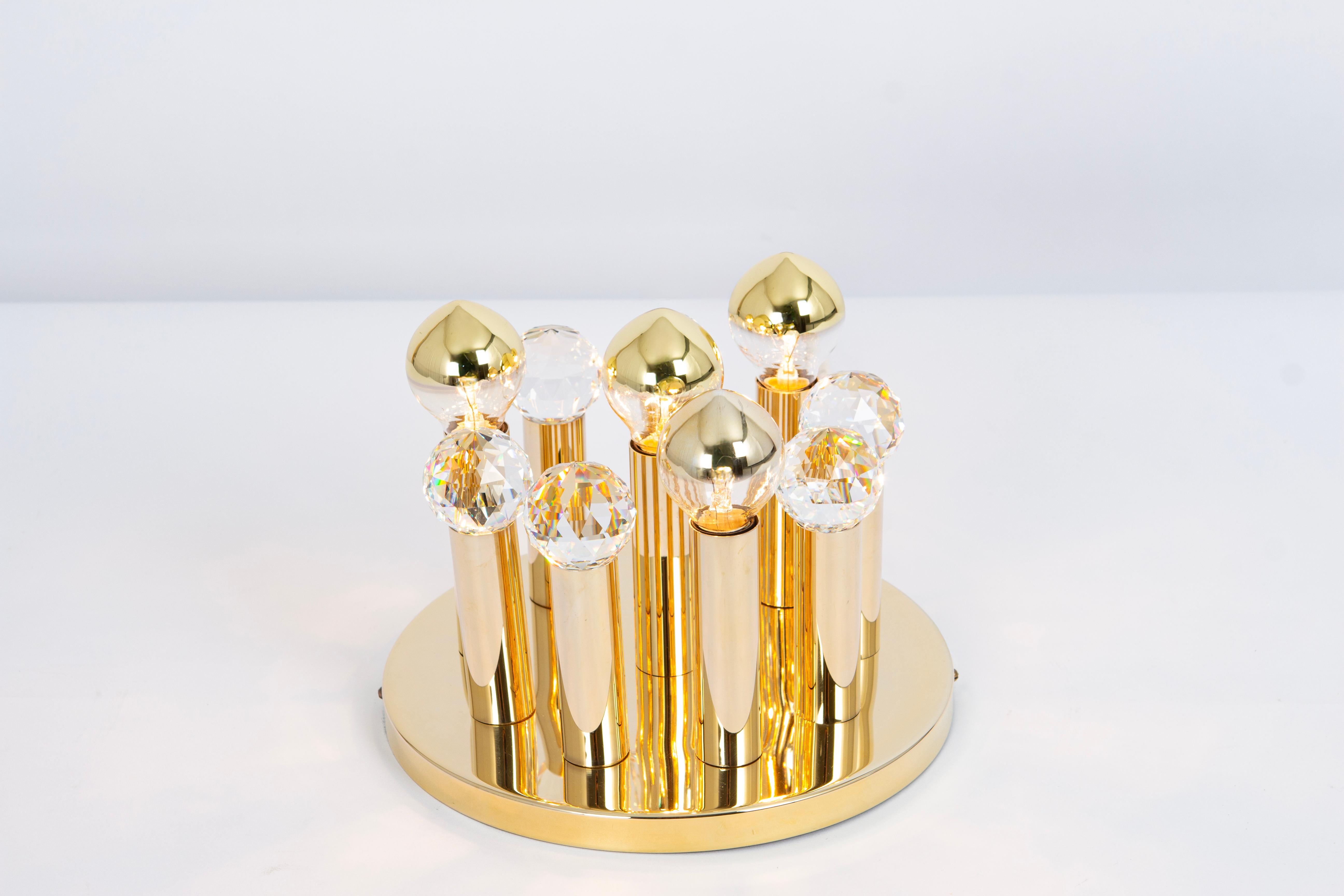 1 von 9 Kleinen Einbaubeleuchtung aus Swarovski-Kristall und vergoldetem Messing von Ernst Palme, 1970er Jahre (Ende des 20. Jahrhunderts) im Angebot