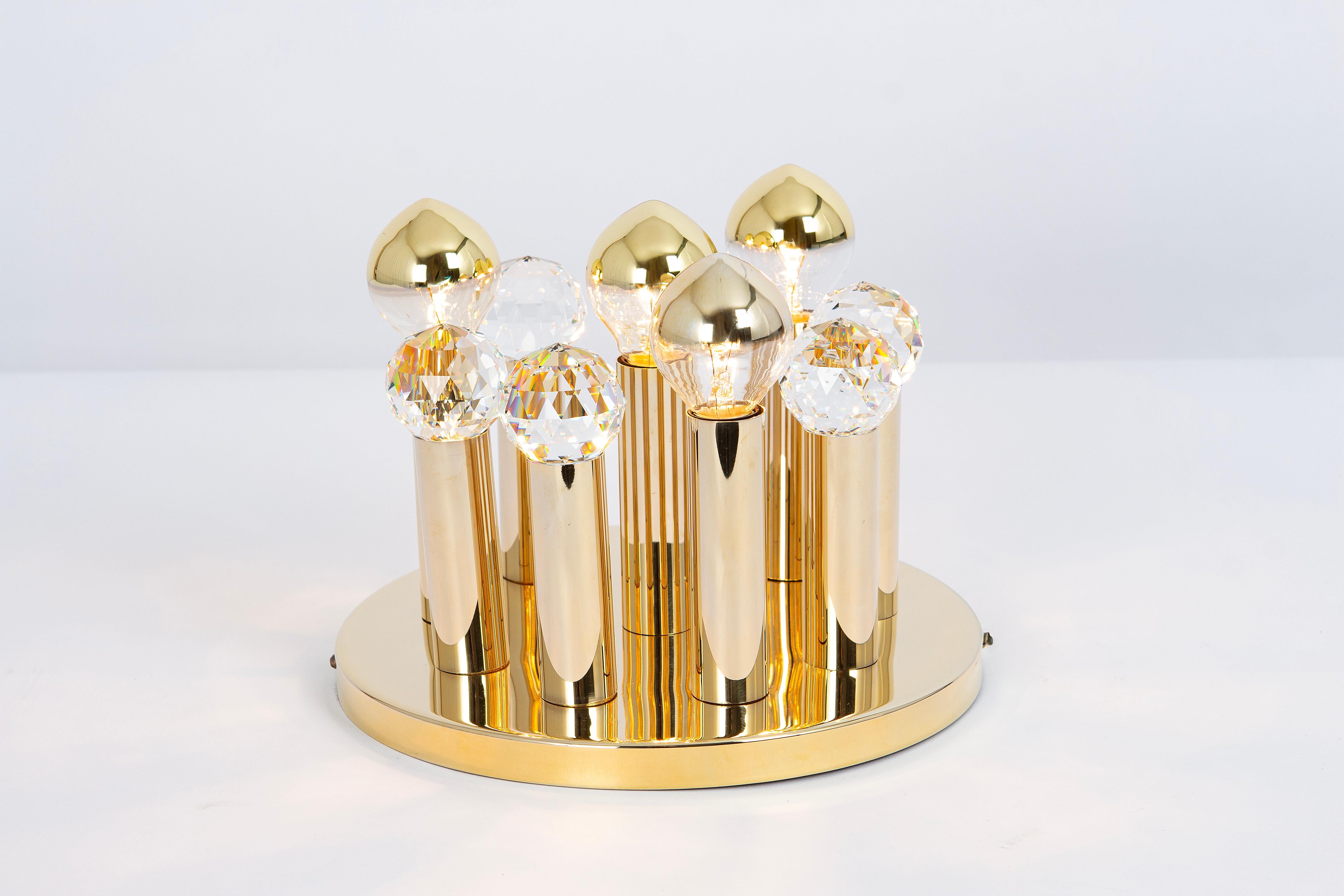 1 von 9 Kleinen Einbaubeleuchtung aus Swarovski-Kristall und vergoldetem Messing von Ernst Palme, 1970er Jahre im Angebot 2