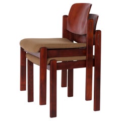 1 of 9 Vintage Lübke Stacking Chair, 1970s German Design, Dark Beech Wood