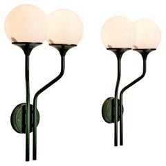 1 of 9 Wall Sconces with two Globes by Goffredo Reggiani for Lampadari Reggiani