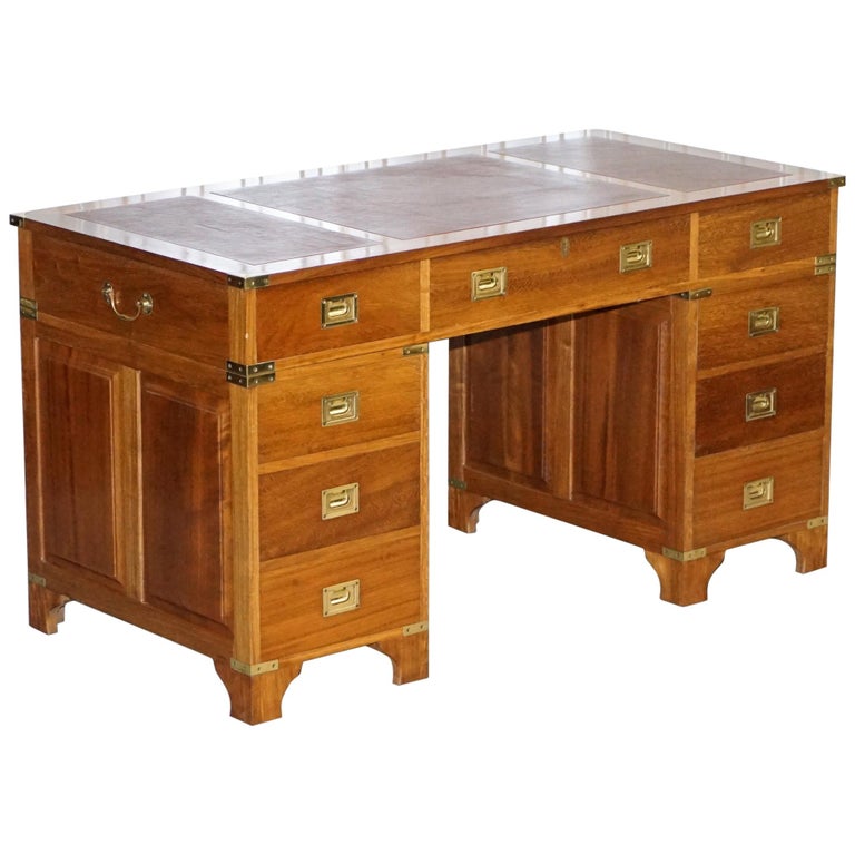1 of a Kind Custom Made Philip Marcou No1 Military Campaign Desk Oxblood Leather For Sale