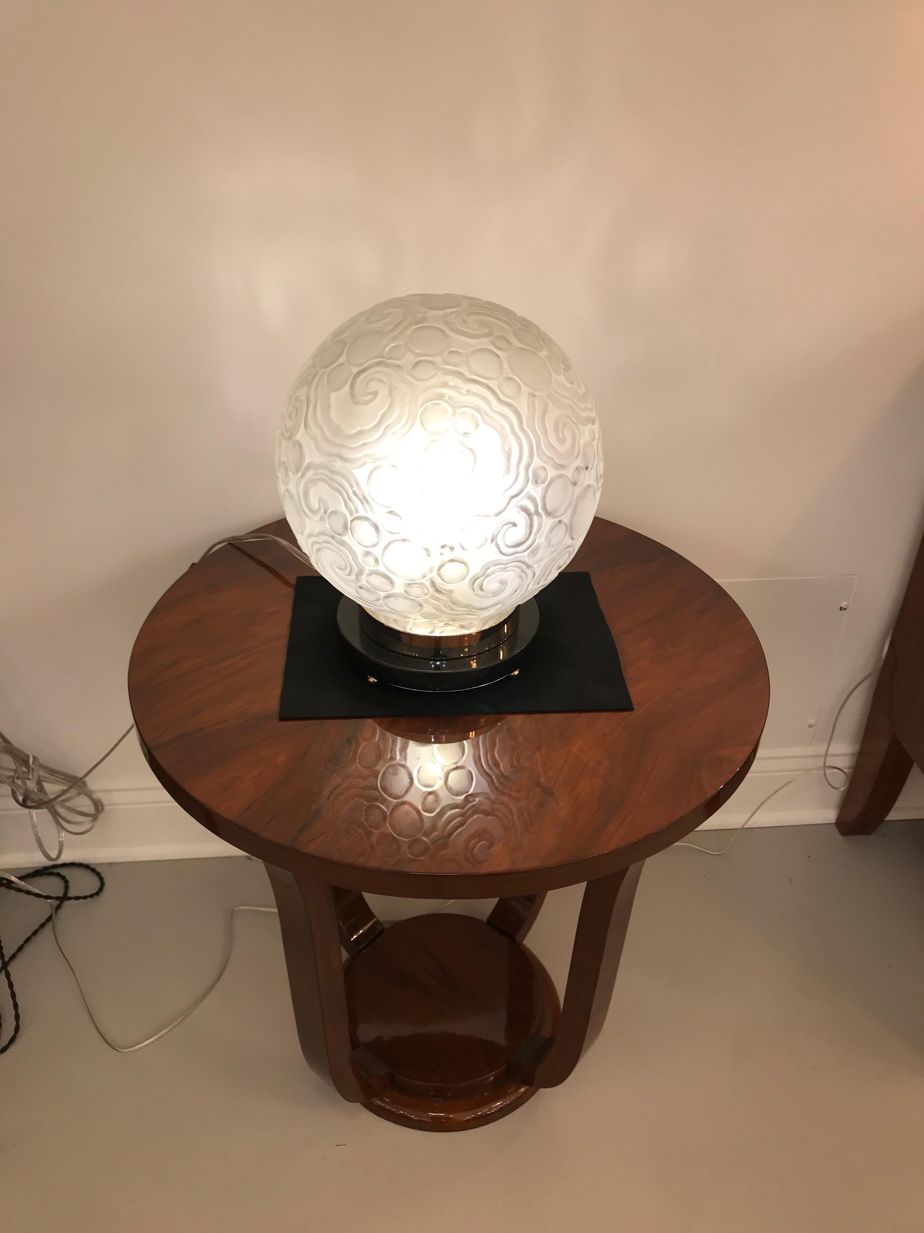 Lampe de table Art déco française par Sabino avec motif géométrique en vente 5
