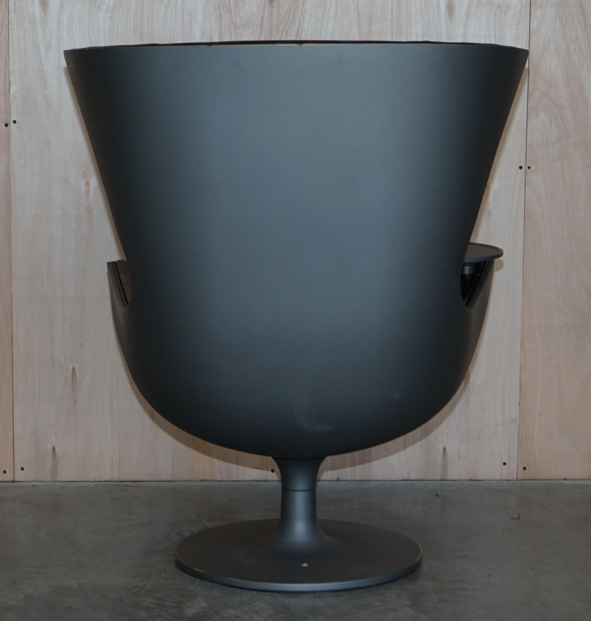 1 of a Kind Pair of Brown Leather Philippe Starck Cassina Eurostar Egg Armchairs For Sale 6