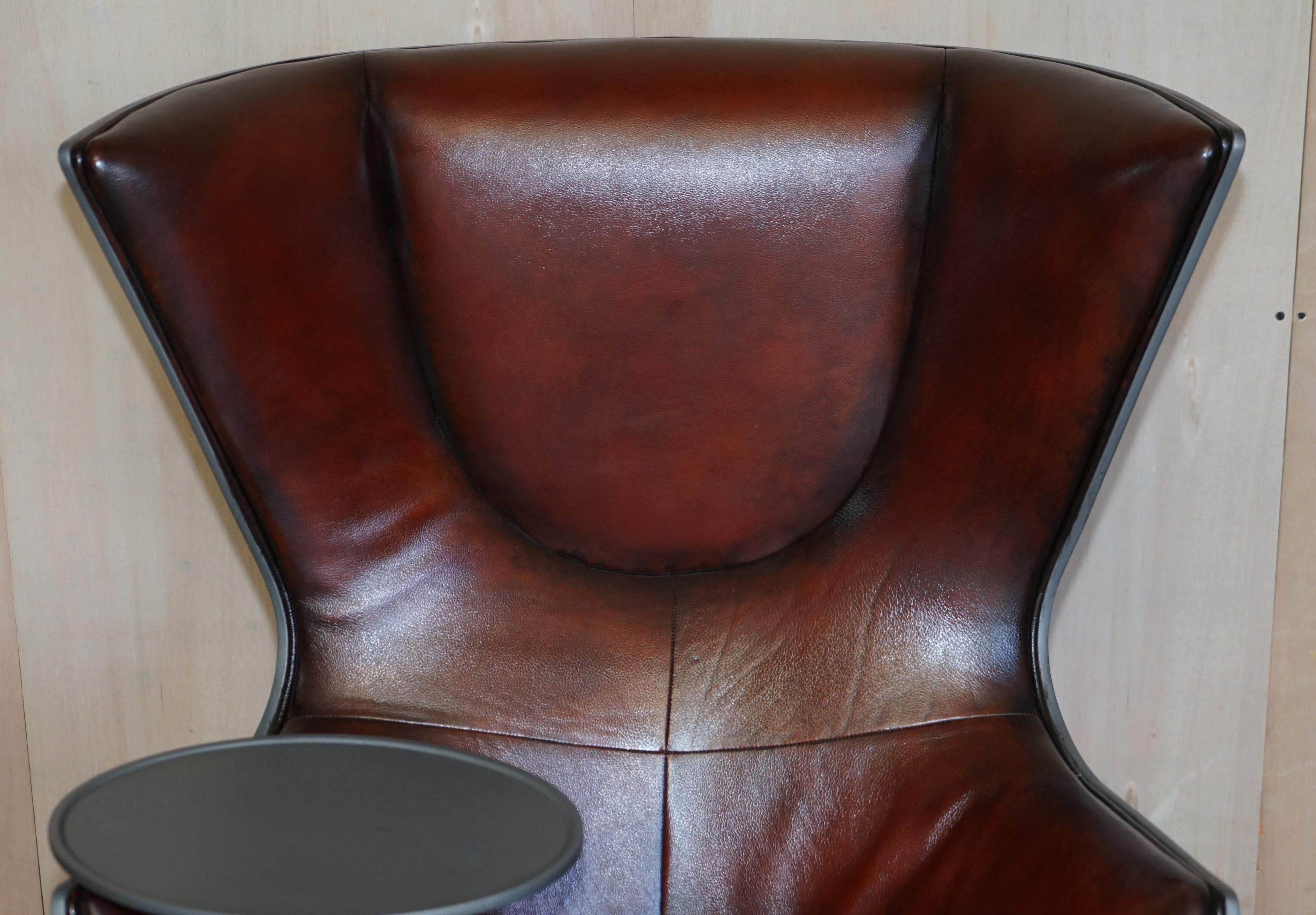 French 1 of a Kind Pair of Brown Leather Philippe Starck Cassina Eurostar Egg Armchairs For Sale