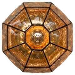 1 Paar Lights aus Eisen und Blasenglas von Limburg Glashütte 1960s