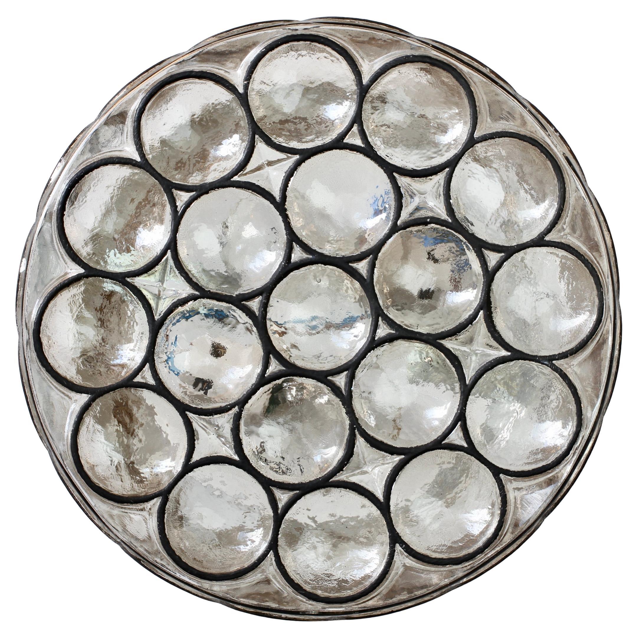 1 Paar Limburger große runde Eisenringe & Glas Lights 1960s