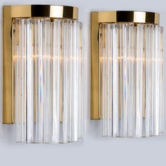1 delle 10 lampade in ottone con vetro dorato trasparente nello stile di Venini, Italia 1970.
