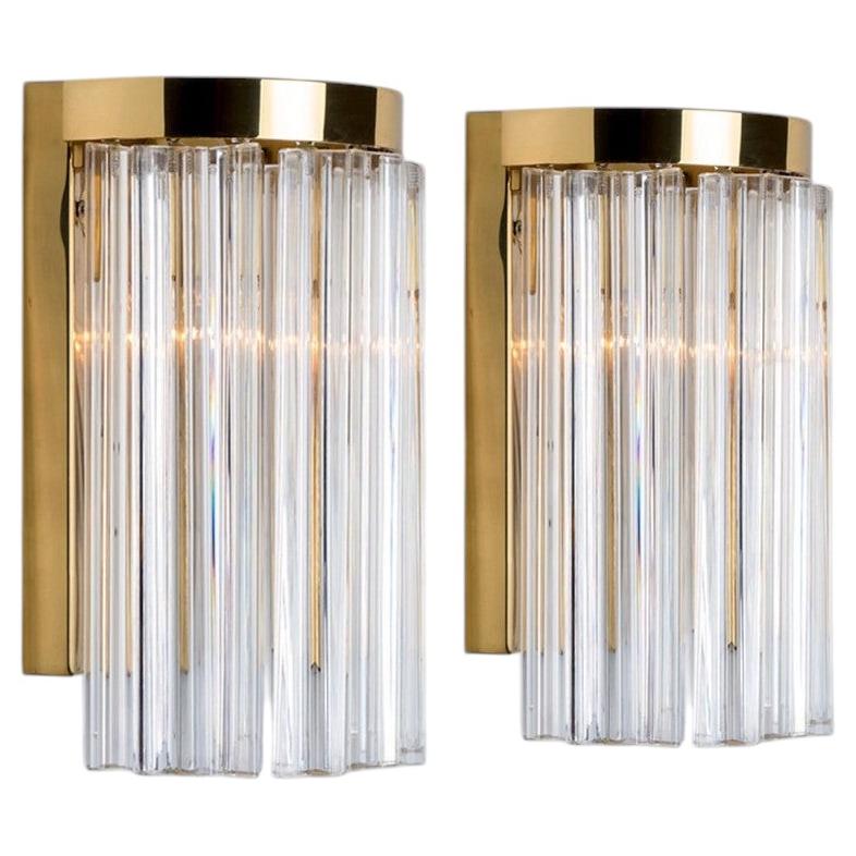 1 of the 10 Clear Gold Glass Brass Sconces in the style of Venini, Italy 1970