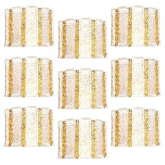 1 of the 10 Drum Wall Sconces Gold-Plated and Ice Glass, Austria