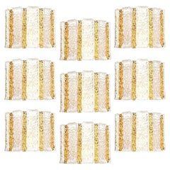 1 of the 10 Drum Wall Sconces Gold-Plated and Ice Glass, Austria