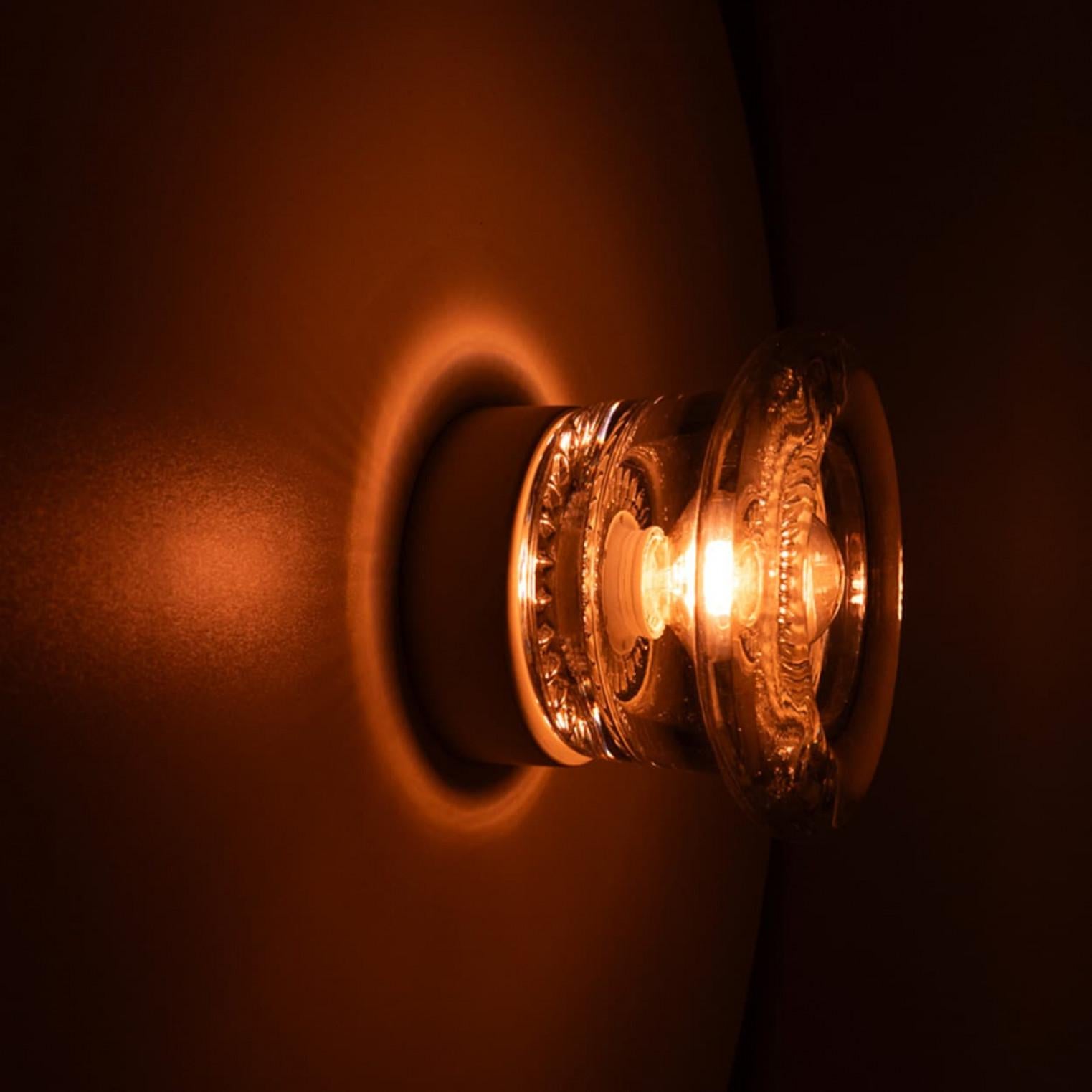 1 of the 10 Glass Wall Sconces/ Flush Mounts by Cosack Leuchten, 1970s For Sale 6