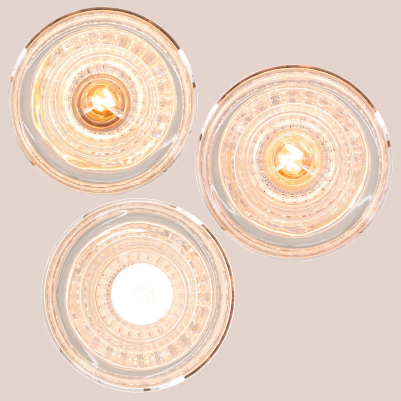Mid-Century Modern 1 of the 10 Glass Wall Sconces/ Flush Mounts by Cosack Leuchten, 1970s For Sale