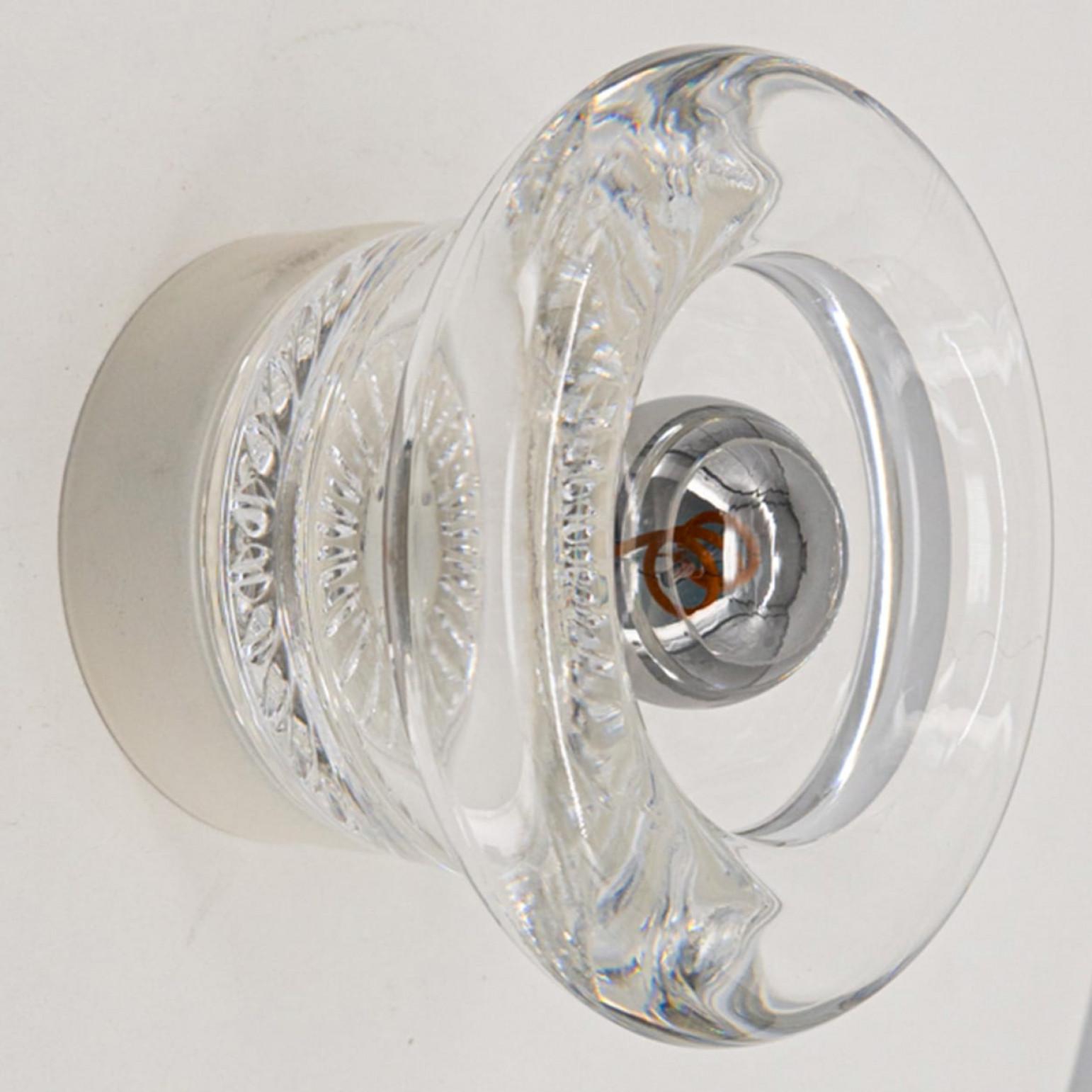 Late 20th Century 1 of the 10 Glass Wall Sconces/ Flush Mounts by Cosack Leuchten, 1970s For Sale