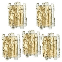 1 of the 10 Ice Glass Wall Sconces with Brass Tone by J.T. Kalmar, Austria
