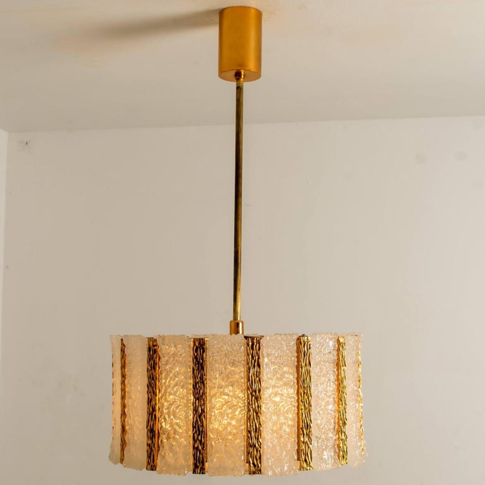 1 of the 10 J.T. Drum Wall Sconces Gold-Plated and Ice Glass, Austria For Sale 2