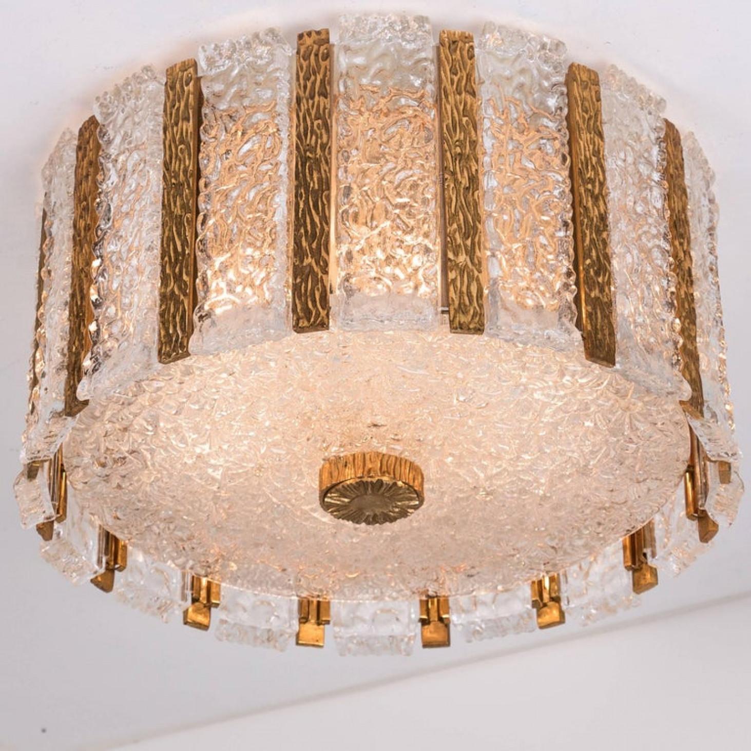20th Century 1 of the 10 J.T. Drum Wall Sconces Gold-Plated and Ice Glass, Austria For Sale