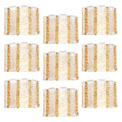 1 of the 10 J.T. Kalmar Drum Wall Sconces Gold-Plated and Ice Glass, Austria