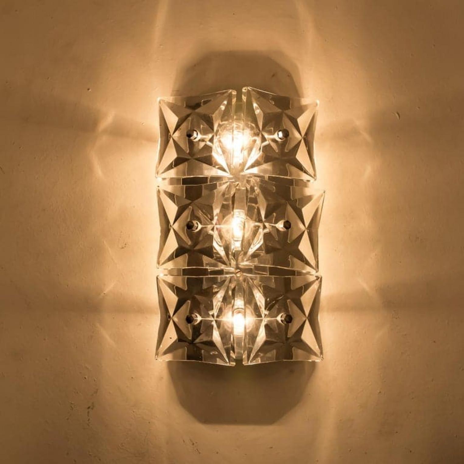 1 of the 10 Kinkeldey Wall Light Fixtures, Nickel Crystal Glass, 1970 For Sale 3
