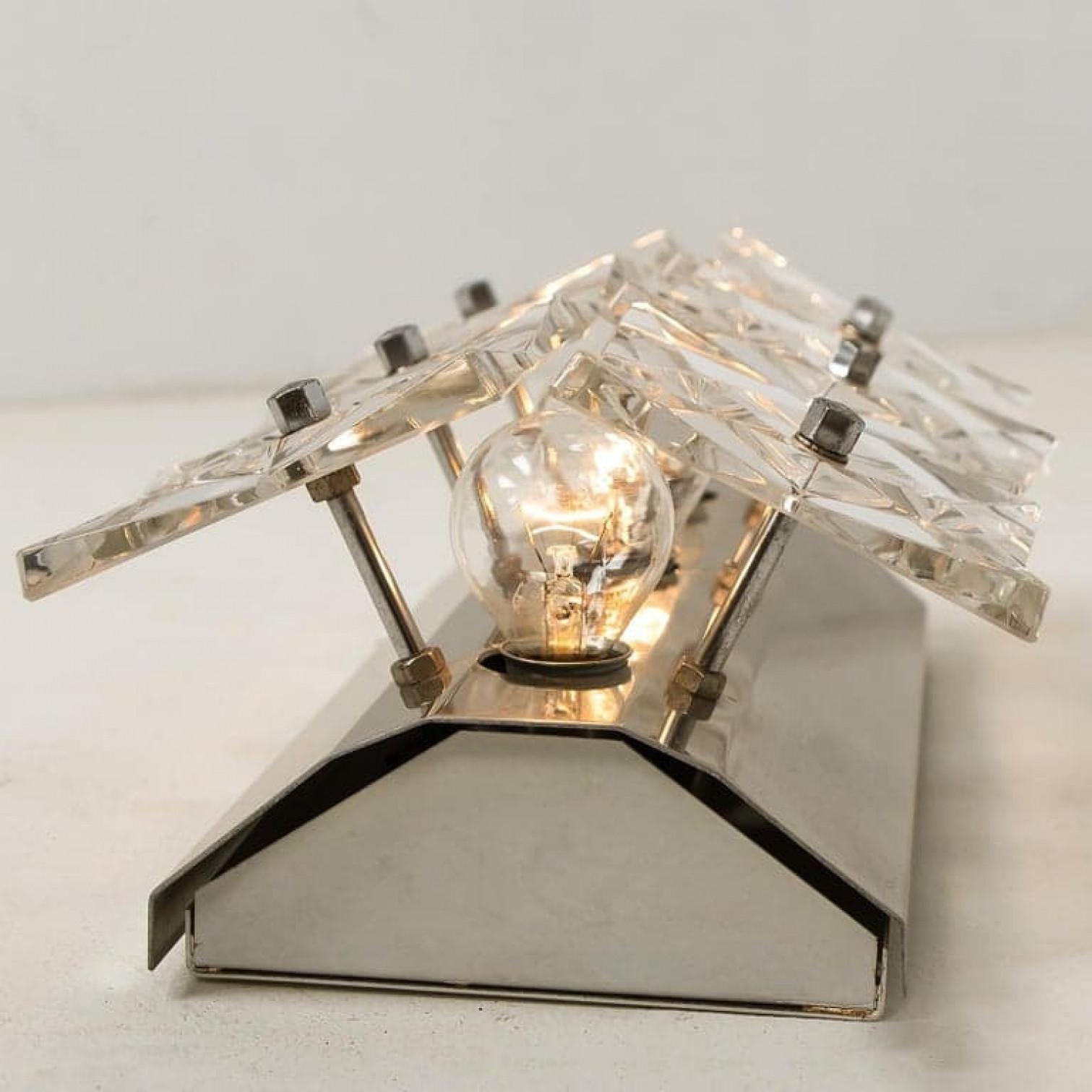 1 of the 10 Kinkeldey Wall Light Fixtures, Nickel Crystal Glass, 1970 For Sale 5