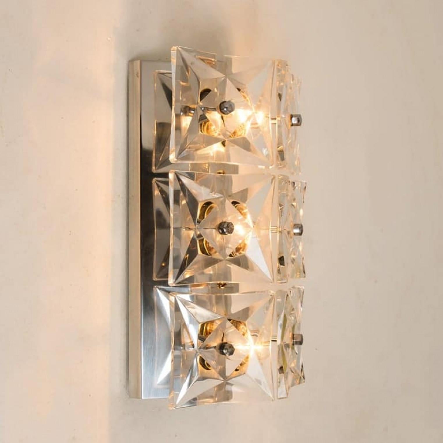 1 of the 10 Kinkeldey Wall Light Fixtures, Nickel Crystal Glass, 1970 For Sale 6
