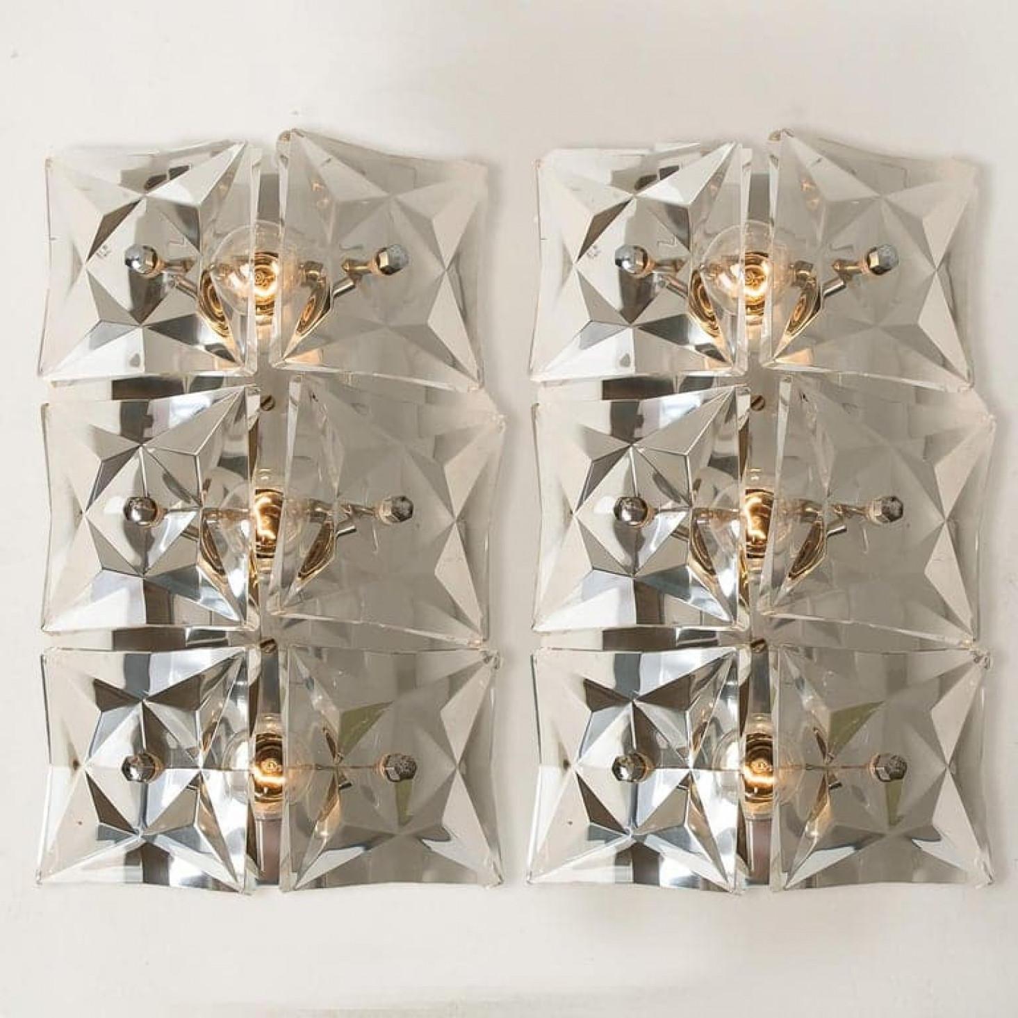 1 of the 10 Kinkeldey Wall Light Fixtures, Nickel Crystal Glass, 1970 For Sale 7