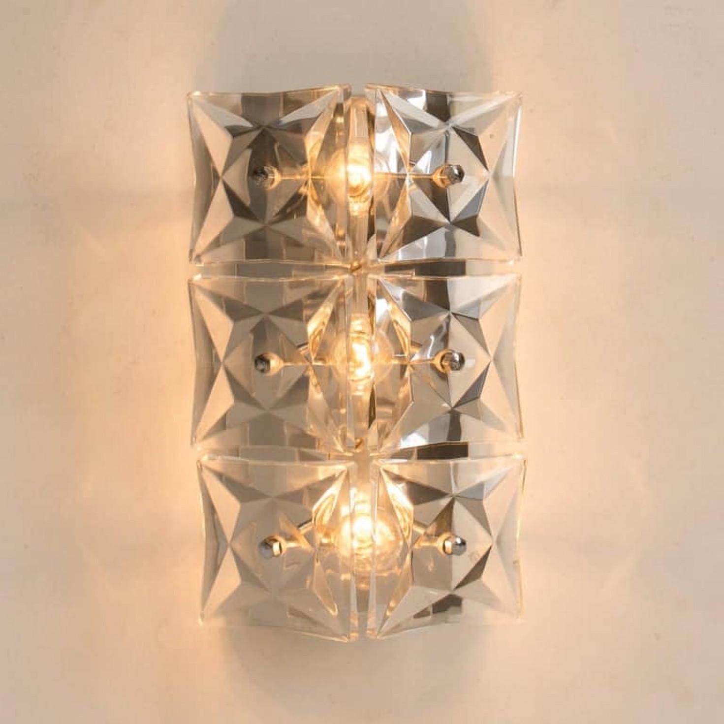 1 of the 10 Kinkeldey Wall Light Fixtures, Nickel Crystal Glass, 1970 For Sale 8