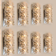 1 of the 10 Kinkeldey Wall Light Fixtures, Nickel Crystal Glass, 1970