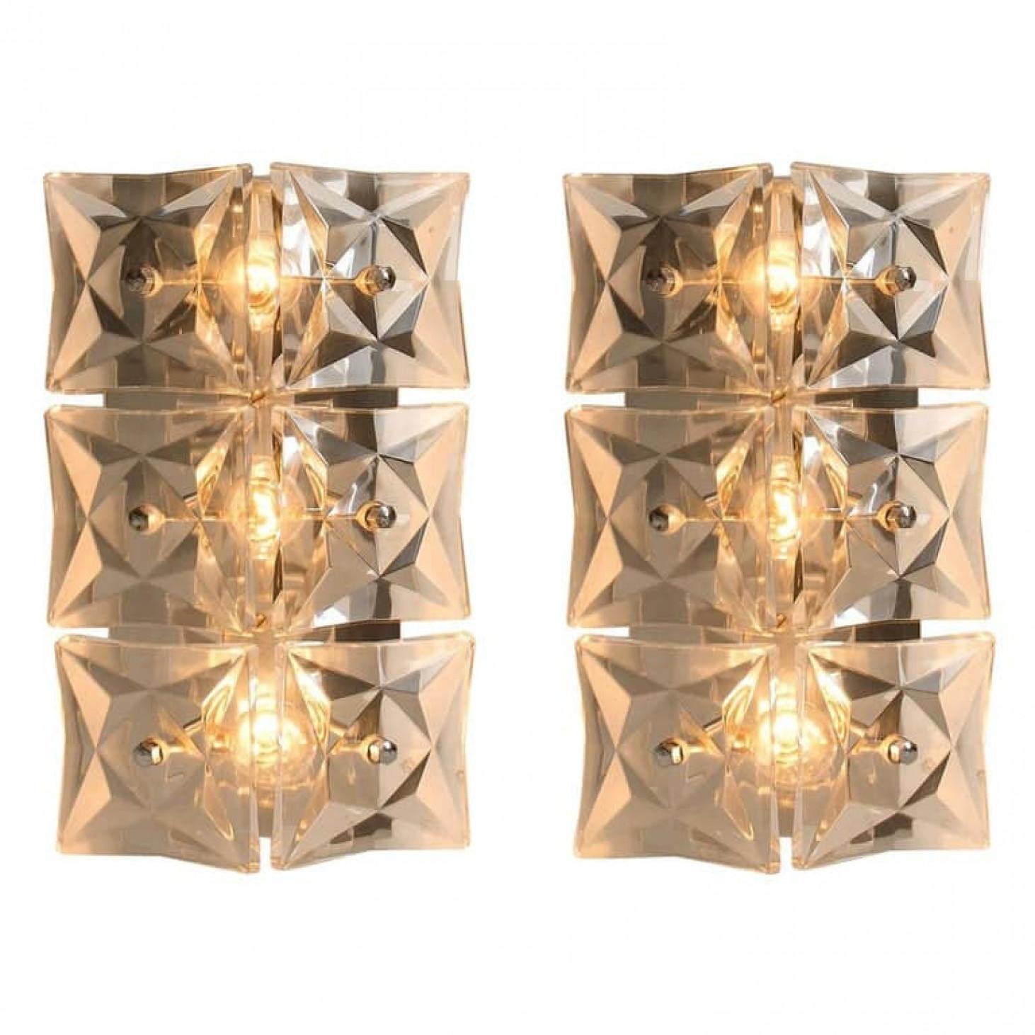 1 de los 10 apliques Kinkeldey, cristal de níquel, 1970 Moderno de mediados de siglo en venta