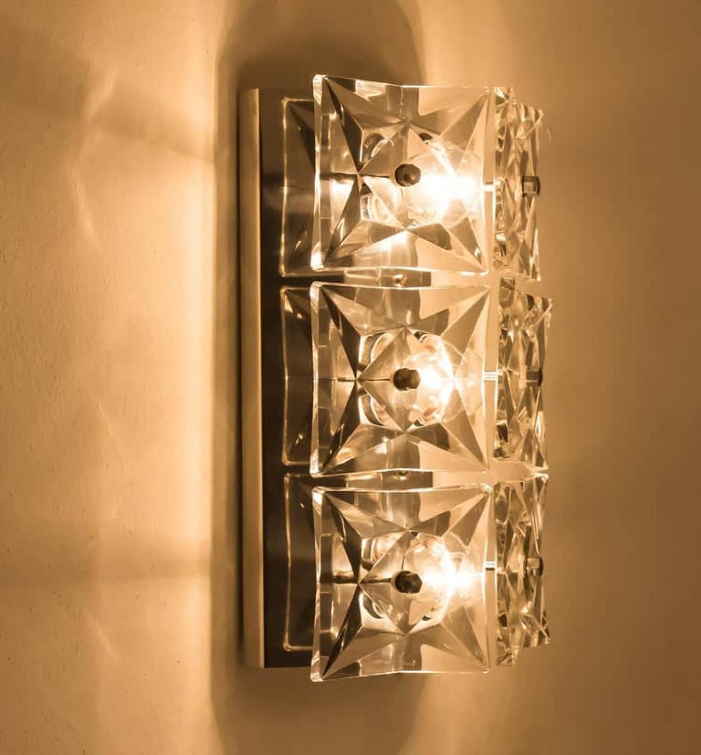 1 of the 10 Kinkeldey Wall Light Fixtures, Nickel Crystal Glass, 1970 For Sale 2