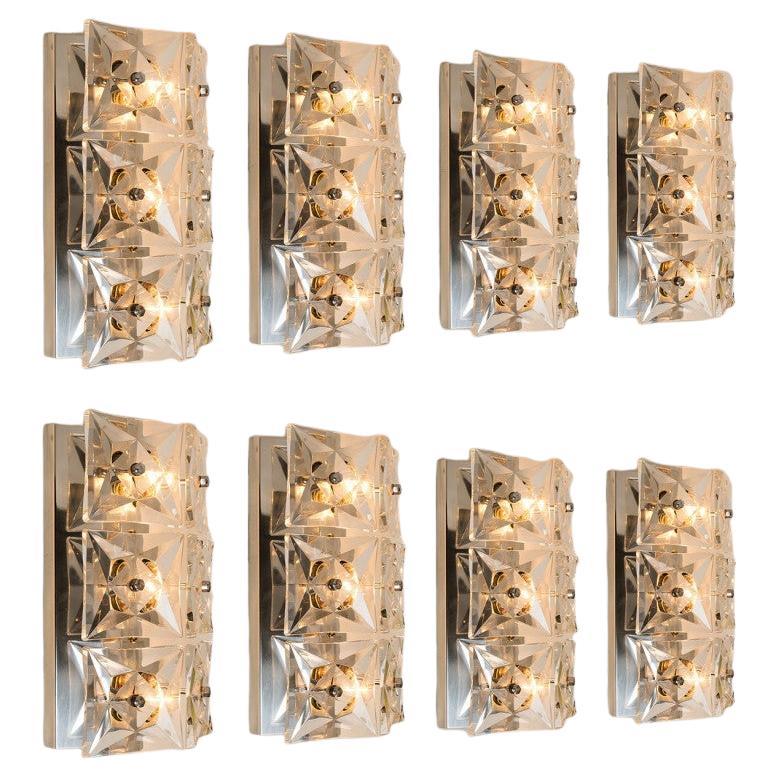 1 of the 10 Kinkeldey Wall Light Fixtures, Nickel Crystal Glass, 1970 For Sale