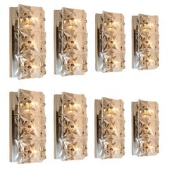 Vintage 1 of the 10 Kinkeldey Wall Light Fixtures, Nickel Crystal Glass, 1970