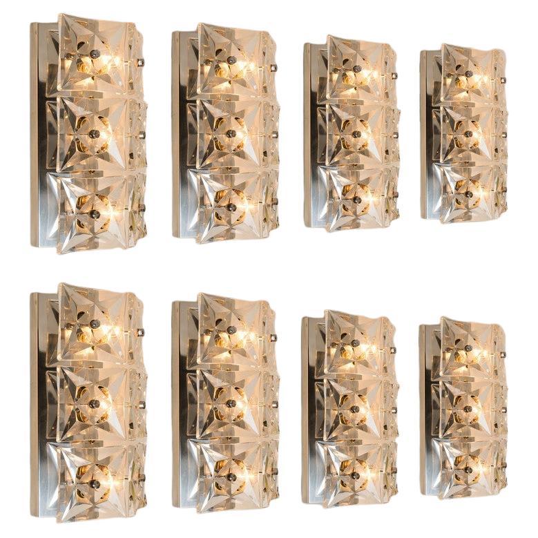 1 der 10 Kinkeldey-Wandleuchten, Nickel-Kristallglas, 1970