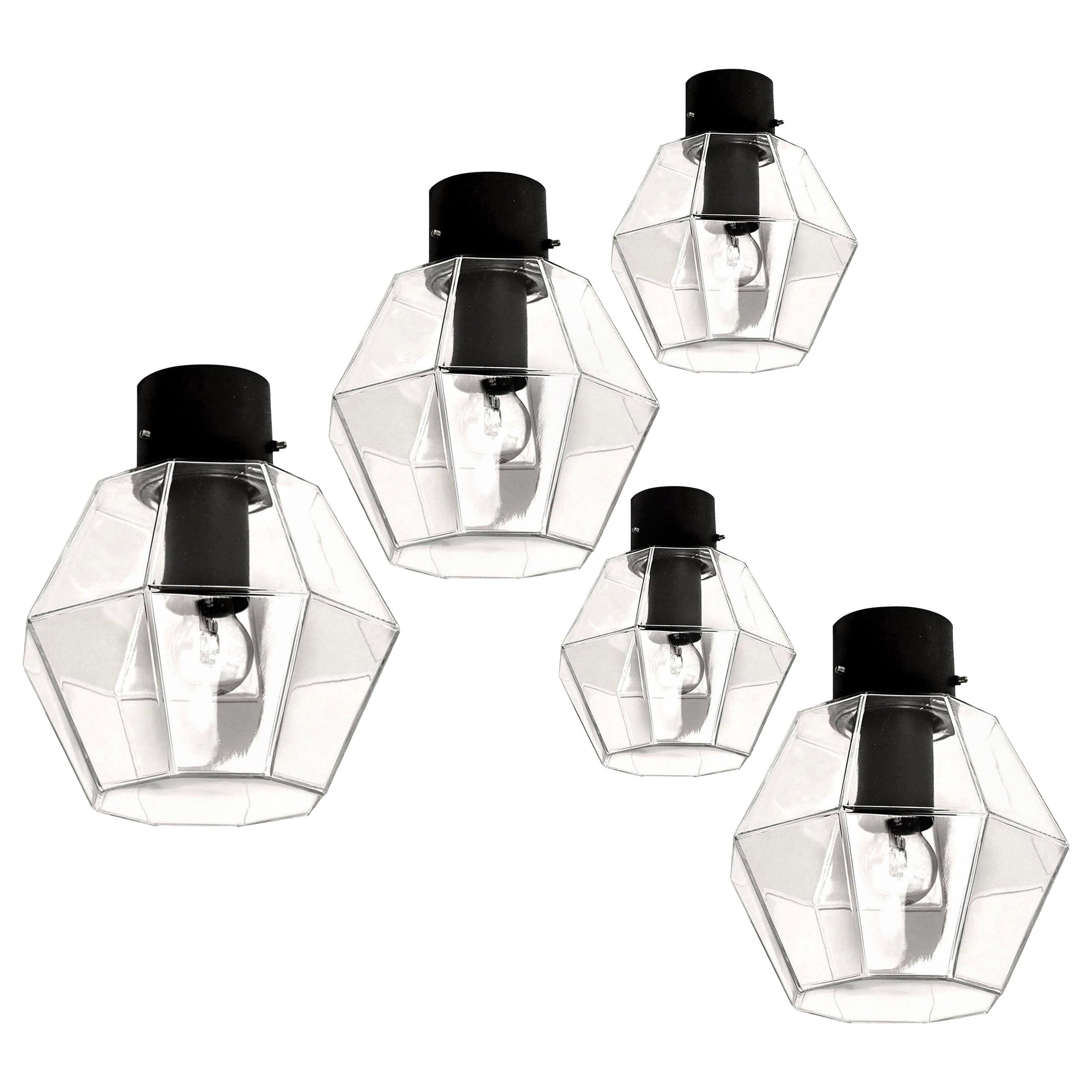 1 of the 10 Limburg Geometric Glass and Black Metal Outdoor/Indoor Flush Mounts For Sale