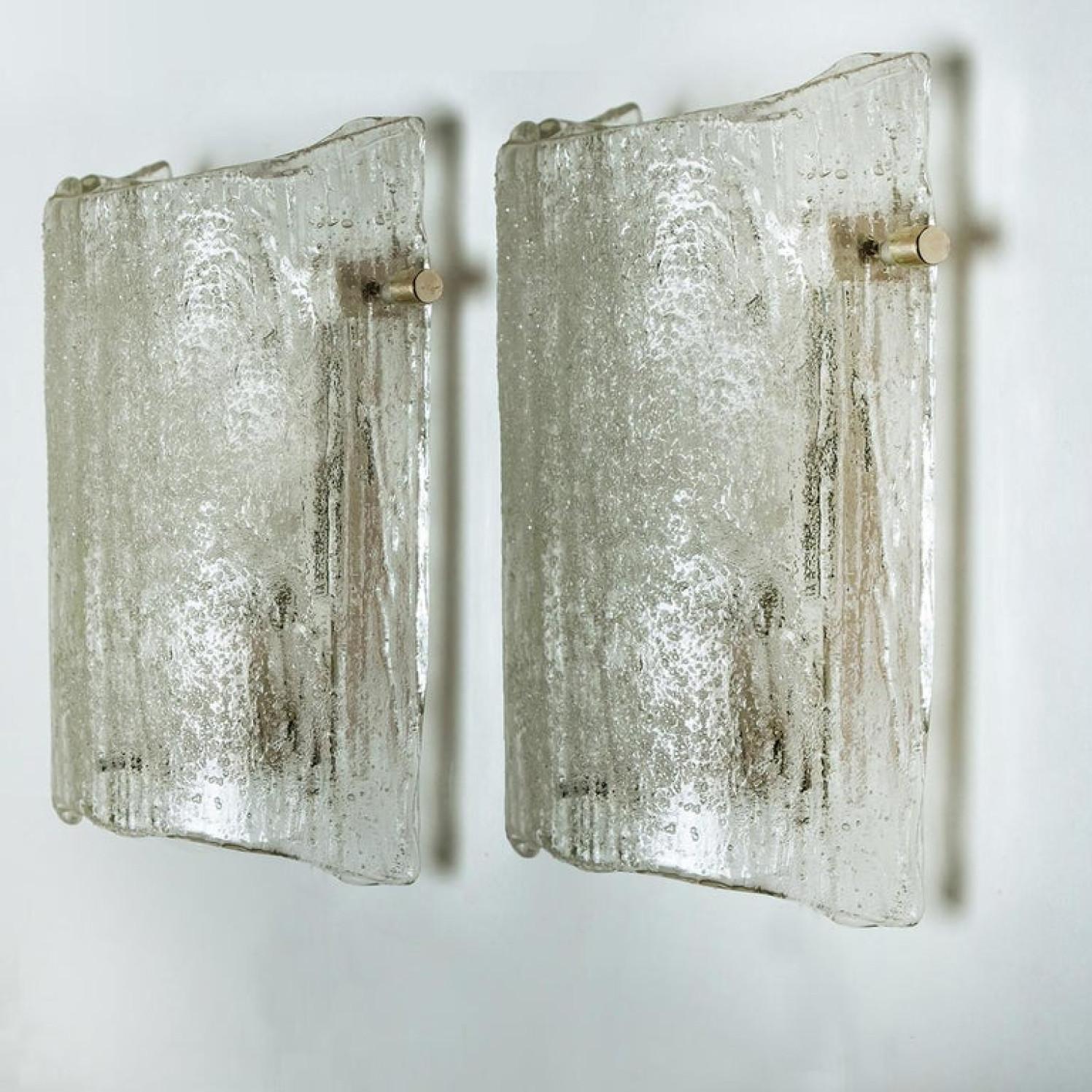 Mid-Century Modern 1 of the 10 Massive Glass Wall Light Fixtures by J.T. Kalmar, 1960 For Sale