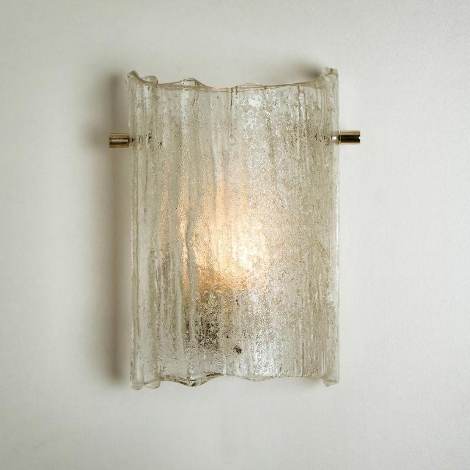 Austrian 1 of the 10 Massive Glass Wall Light Fixtures by J.T. Kalmar, 1960 For Sale