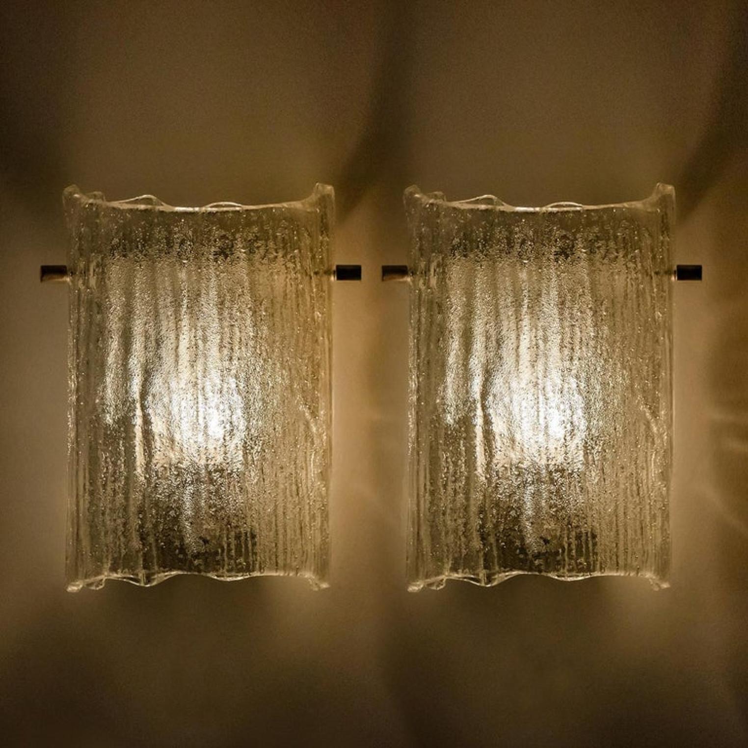 Plated 1 of the 10 Massive Glass Wall Light Fixtures by J.T. Kalmar, 1960 For Sale
