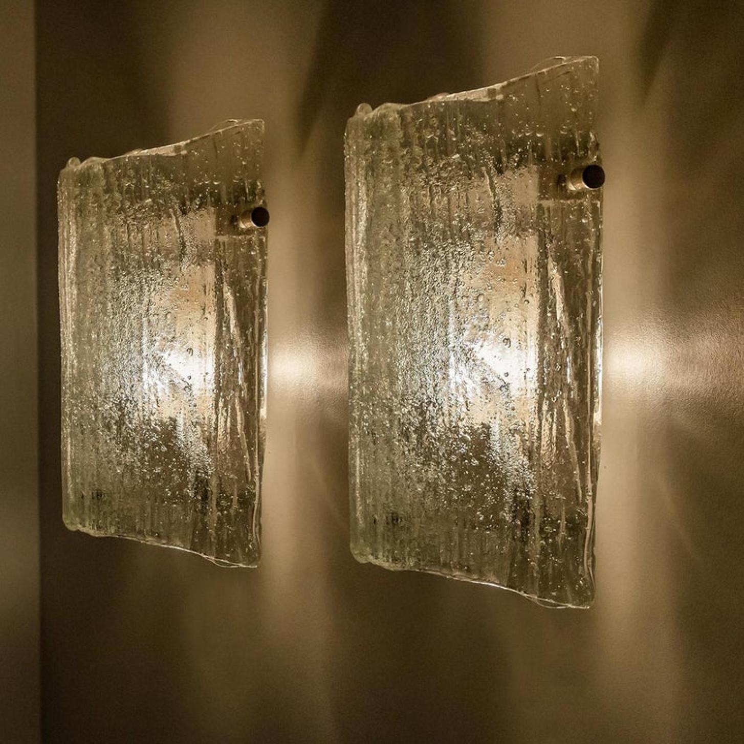 1 of the 10 Massive Glass Wall Light Fixtures by J.T. Kalmar, 1960 In Good Condition For Sale In Rijssen, NL