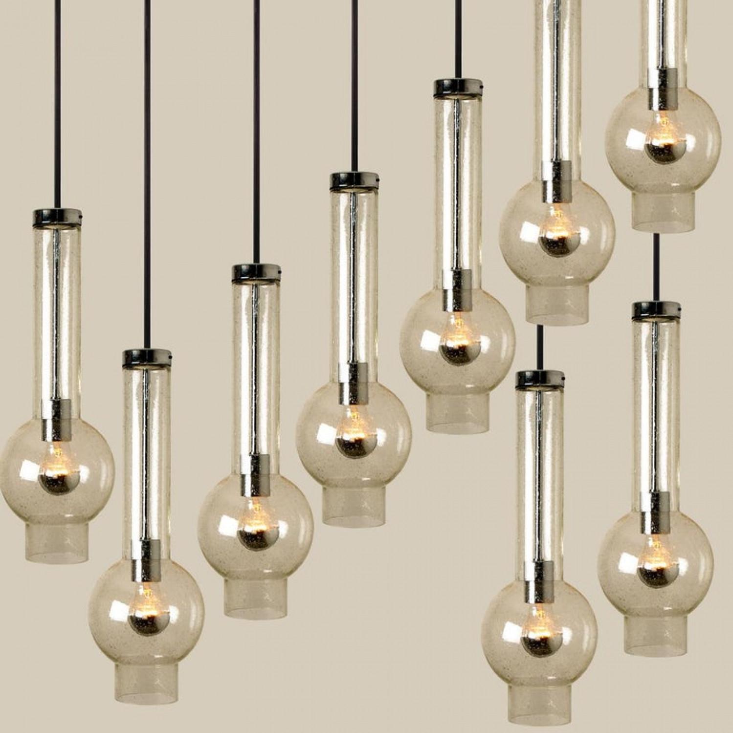 1 of the 10 of Hand Blown Glass Tube Pedant Lights by Staff Lights, 1970s For Sale 6