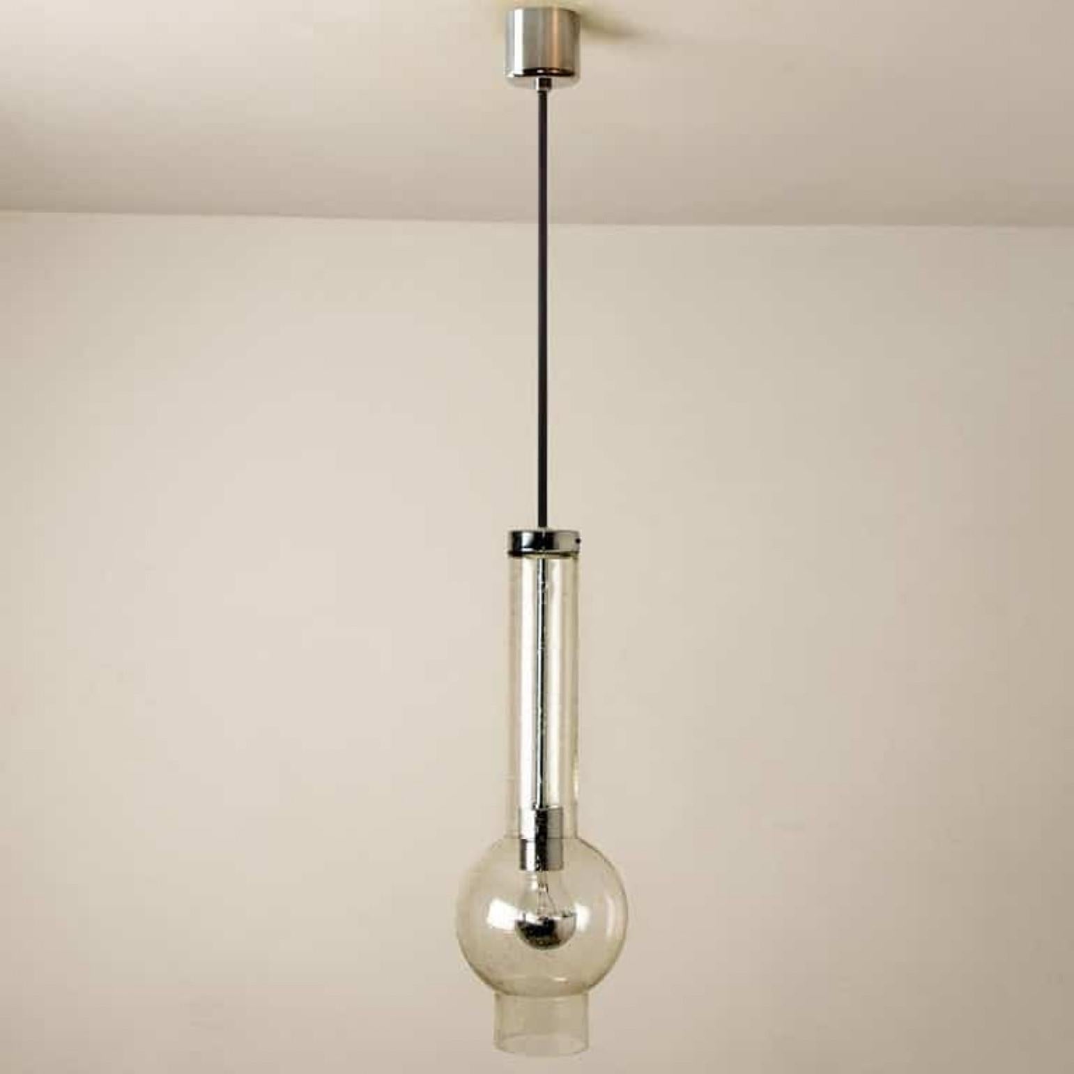 Space Age 1 of the 10 of Hand Blown Glass Tube Pedant Lights by Staff Lights, 1970s For Sale
