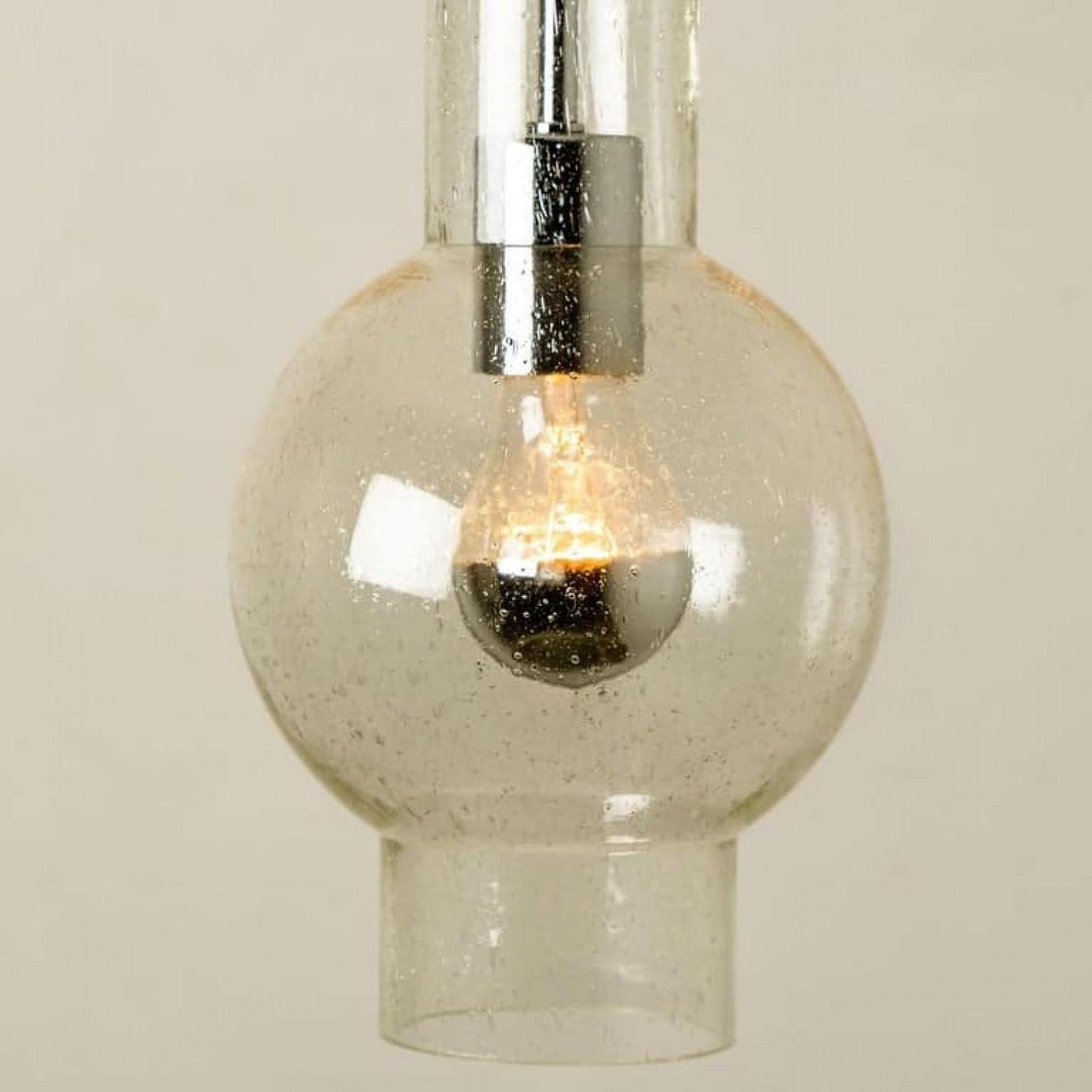 German 1 of the 10 of Hand Blown Glass Tube Pedant Lights by Staff Lights, 1970s For Sale