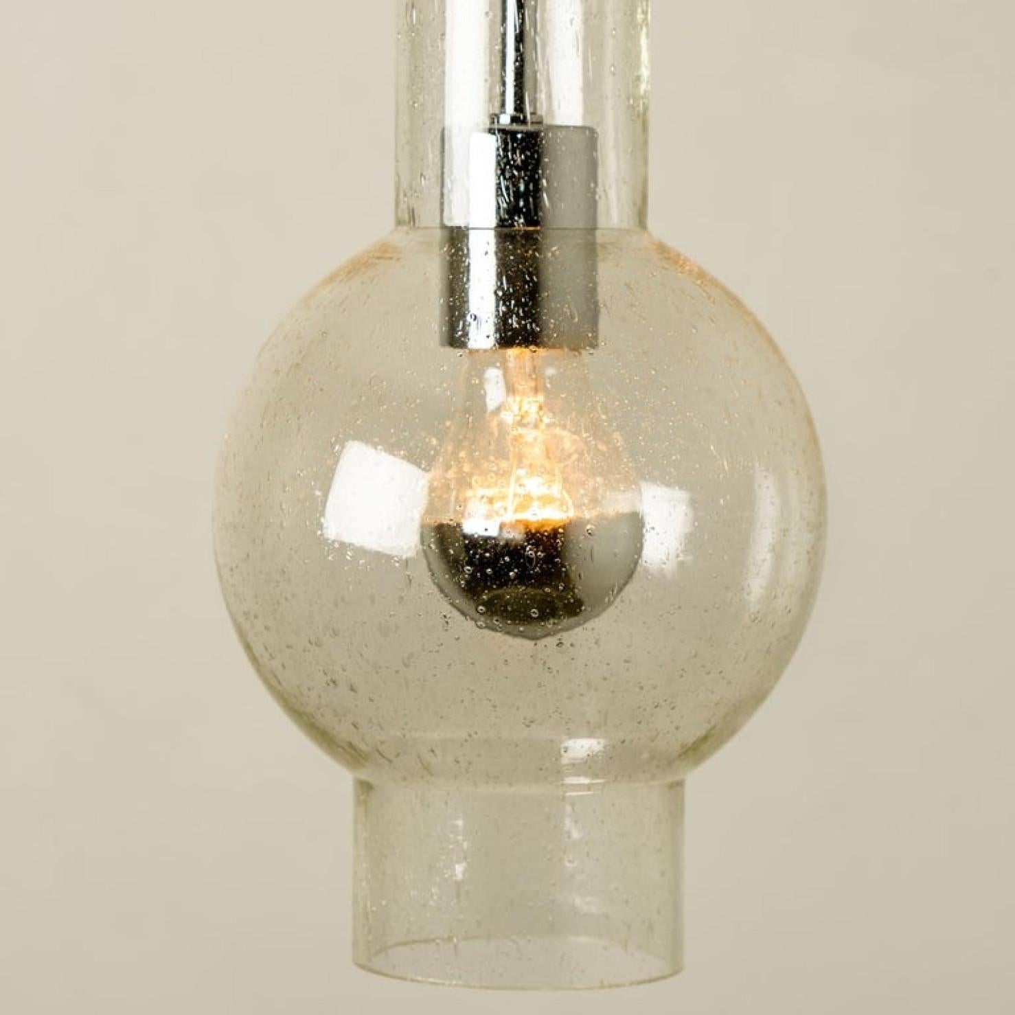 Hand-Crafted 1 of the 10 of Hand Blown Glass Tube Pedant Lights by Staff Lights, 1970s For Sale