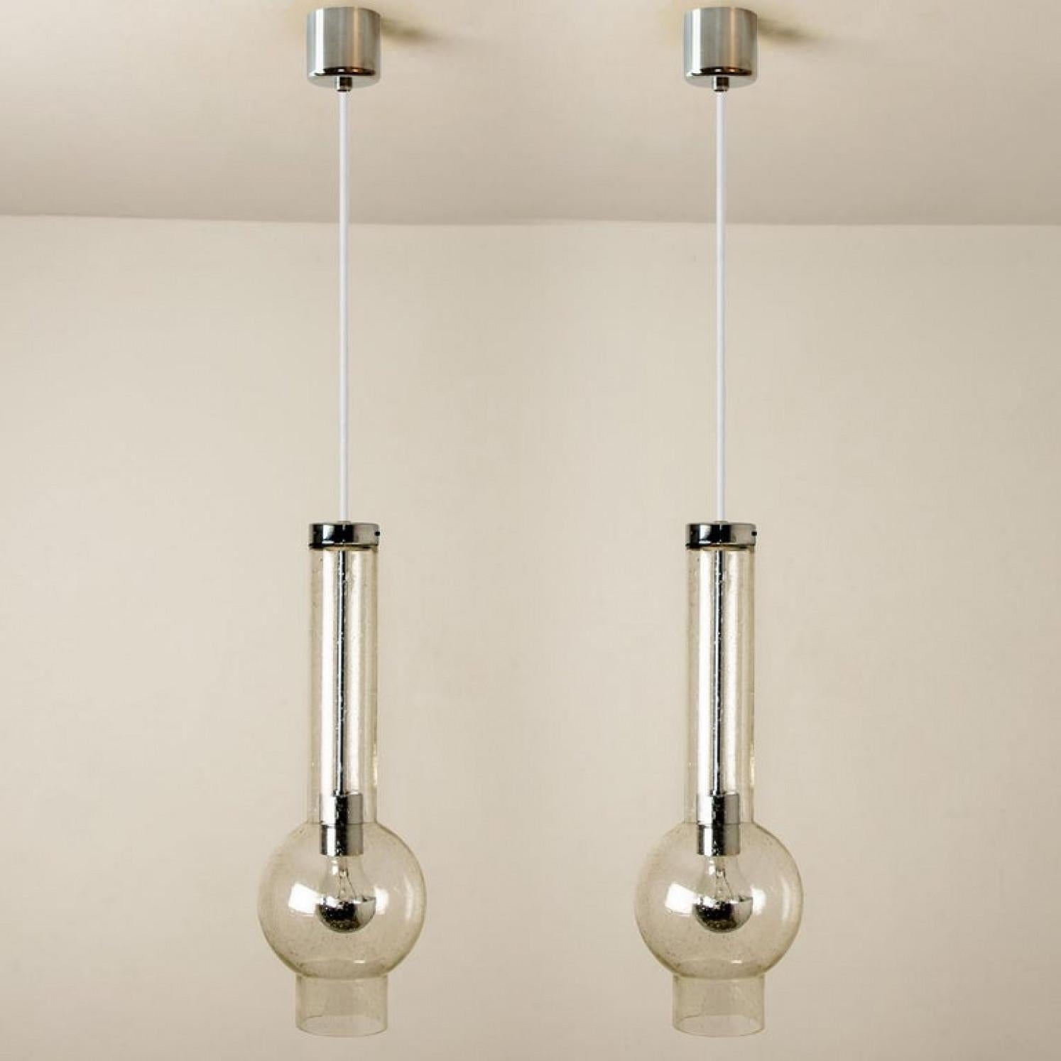Late 20th Century 1 of the 10 of Hand Blown Glass Tube Pedant Lights by Staff Lights, 1970s For Sale