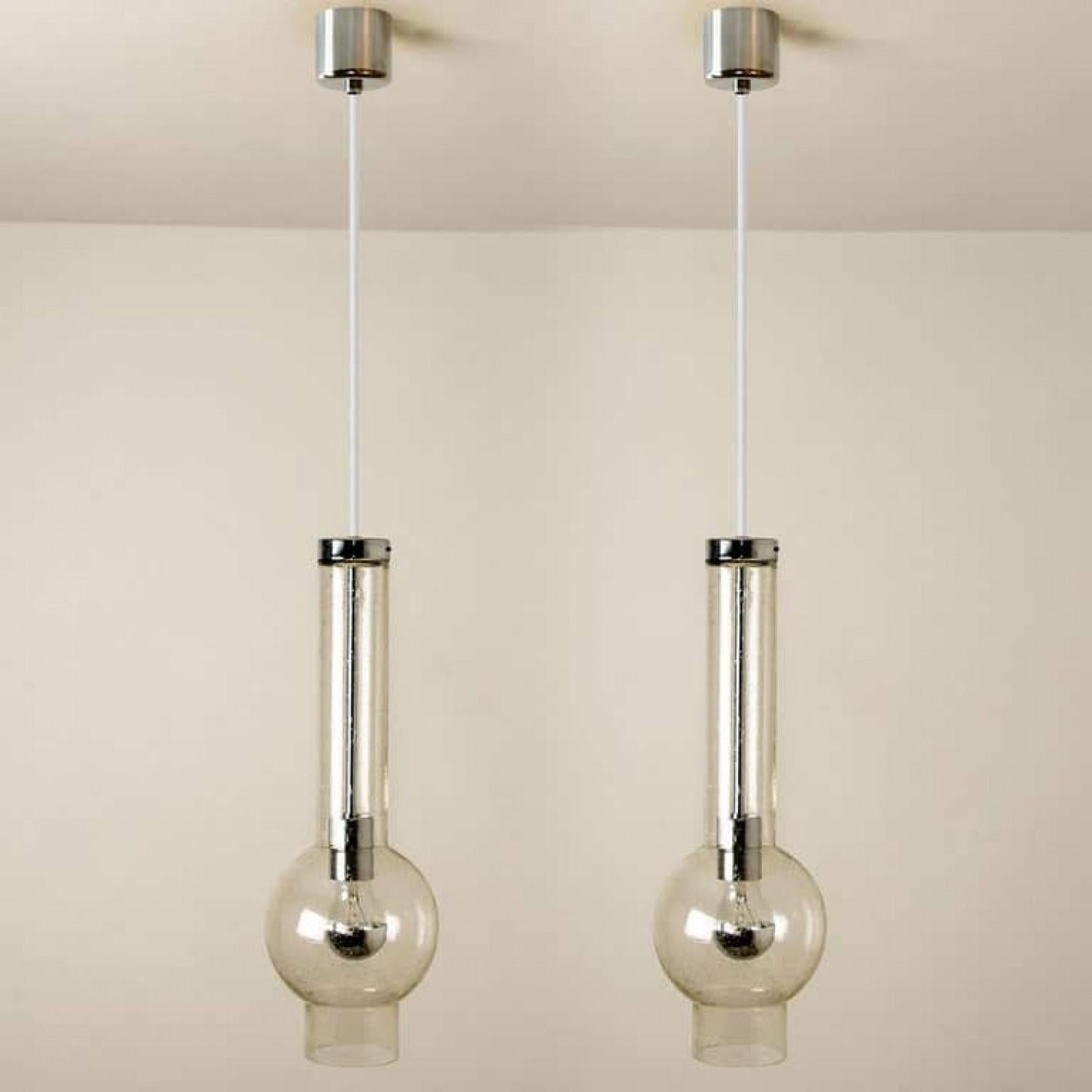 Late 20th Century 1 of the 10 of Hand Blown Glass Tube Pedant Lights by Staff Lights, 1970s For Sale