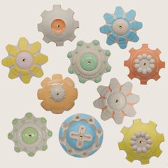 1 of the 10 Pastel Ceramic Lamps, Rosettes by Jeanine Keizer, 1990
