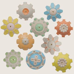 1 of the 10 Pastel Ceramic Lamps, Rosettes by Jeanine Keizer, 1990