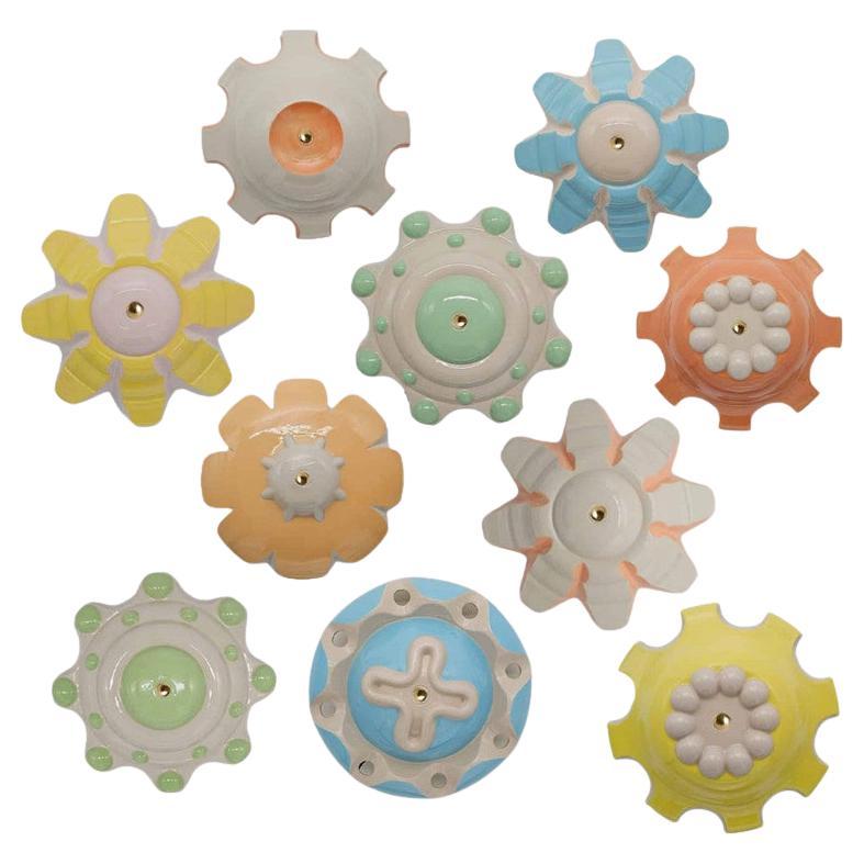 1 des 10 lampes en céramique pastel, Rosettes de Jeanine Keizer, 1990