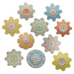 1 of the 10 Pastel Ceramic Lamps, Rosettes by Jeanine Keizer, 1990