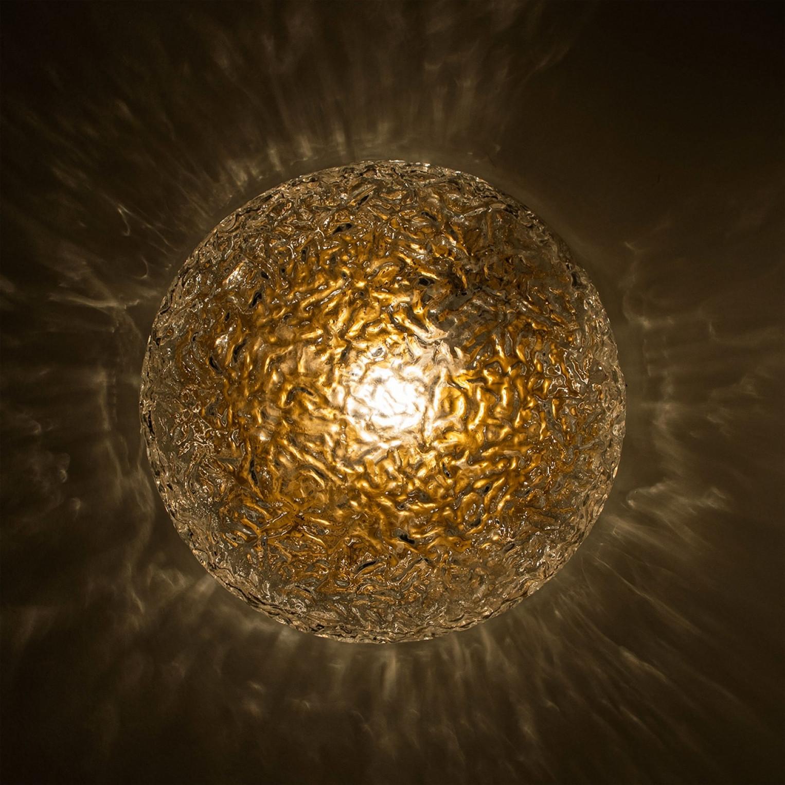 1 of the 10 Round Clear Textured Glass Flush Mount, in style of Limburg For Sale 2